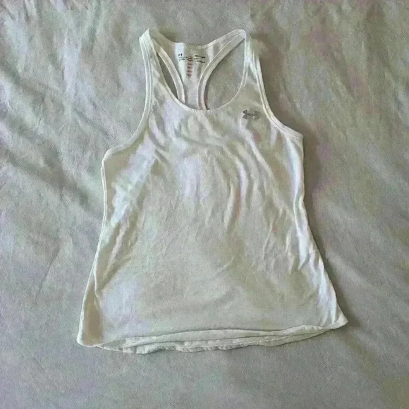Under Armour, racer tank, yellow and white, fitted,  size small - Picture 9 of 13